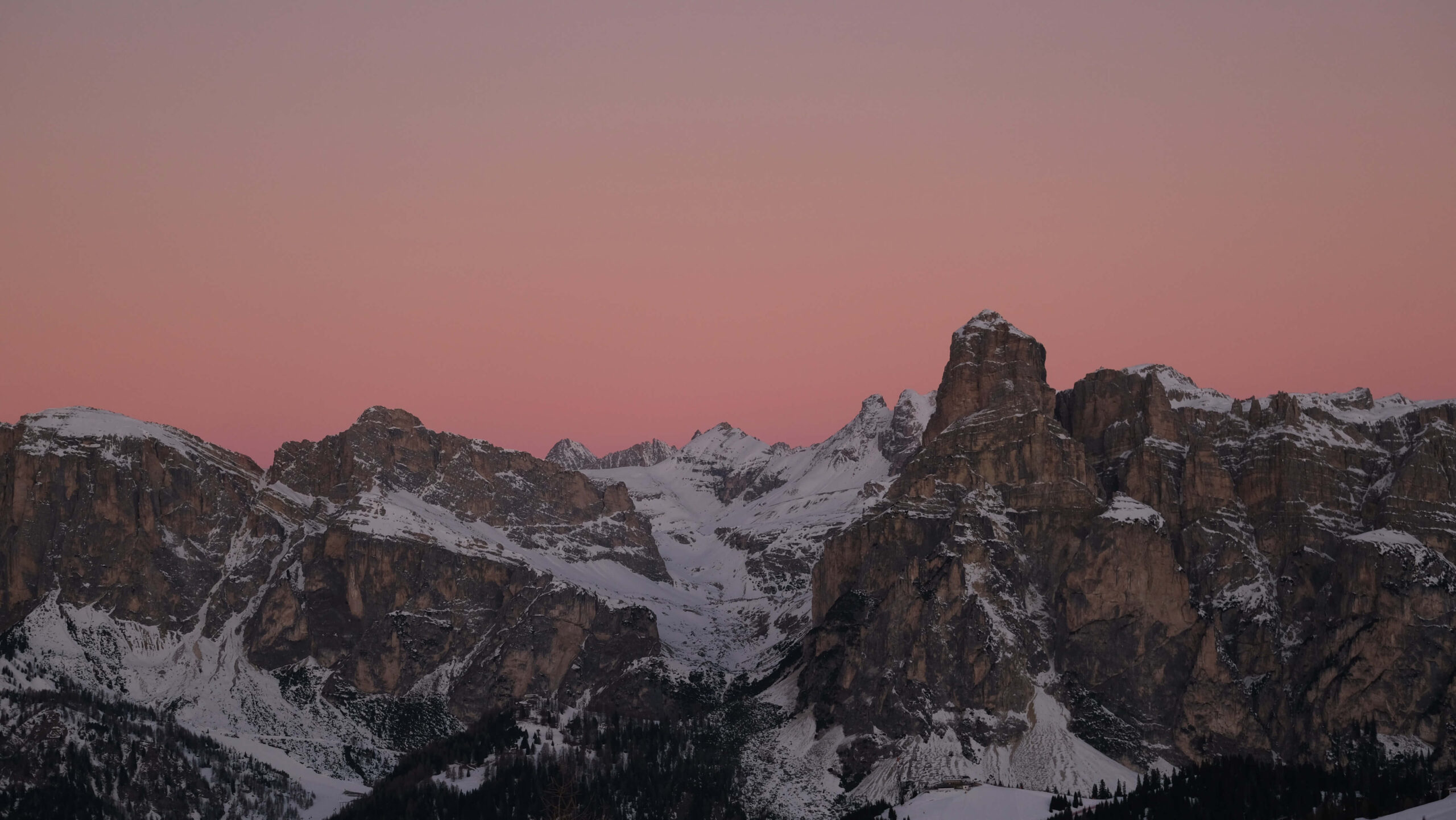 sunset skiing in the dolomites